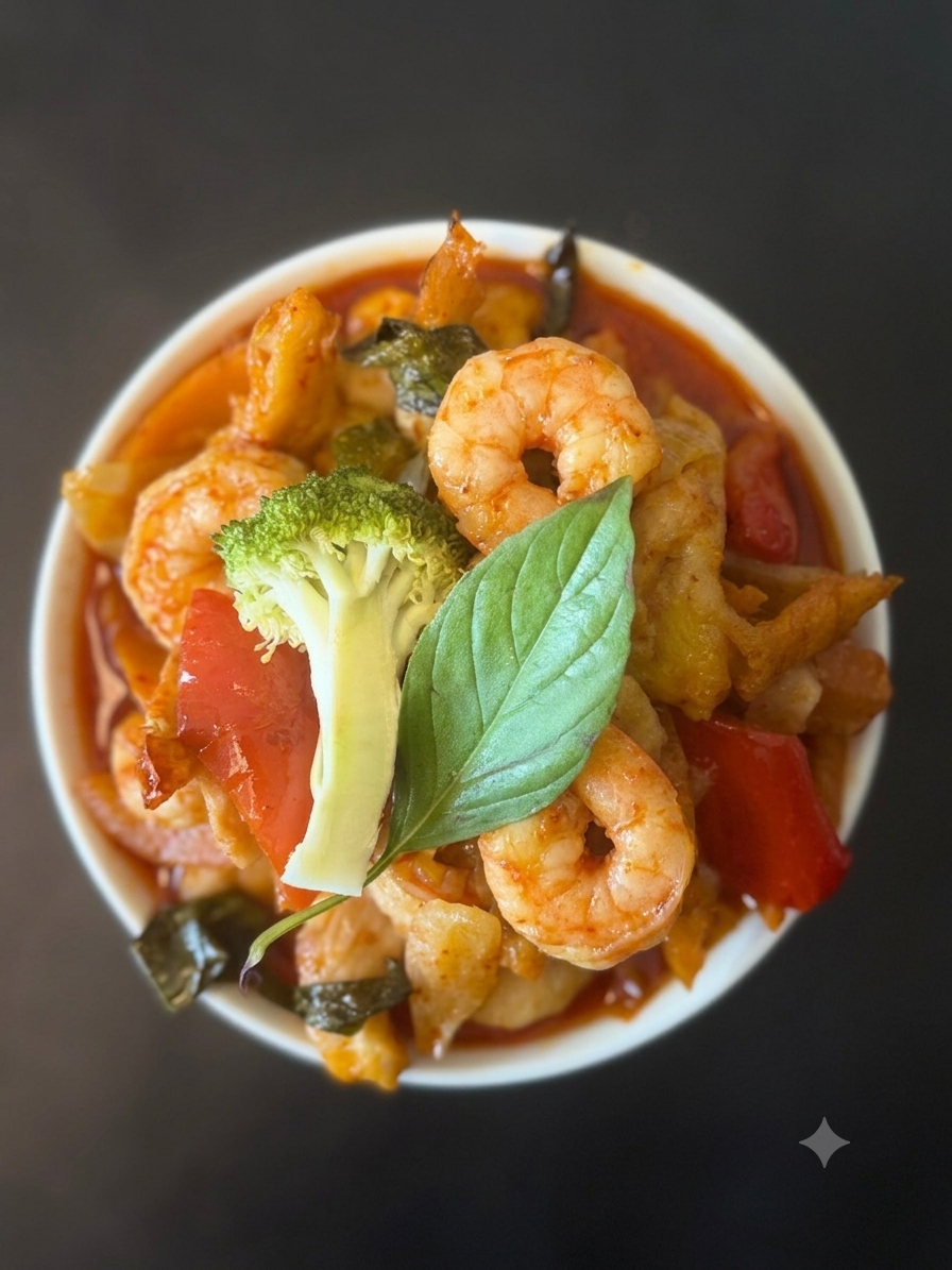 Wokad räkor med thai röd curry 🌶️🌶️