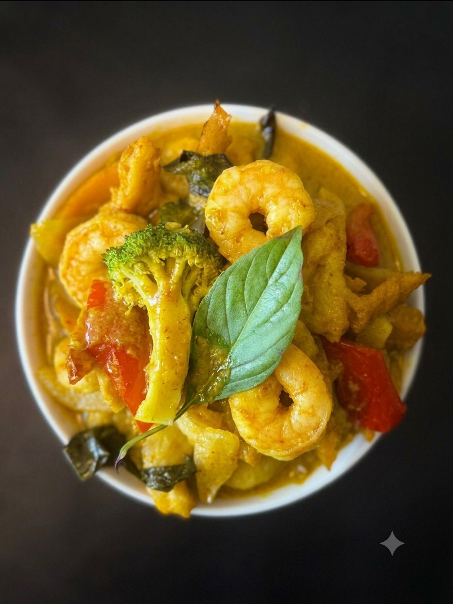 Wokad räkor med thai gul curry 🌶️