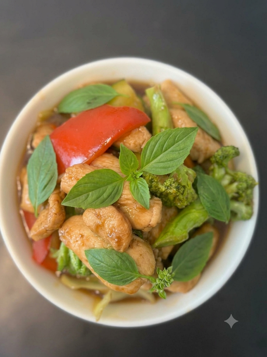 Wokad kycklingfilé med thai basilika 🌶️